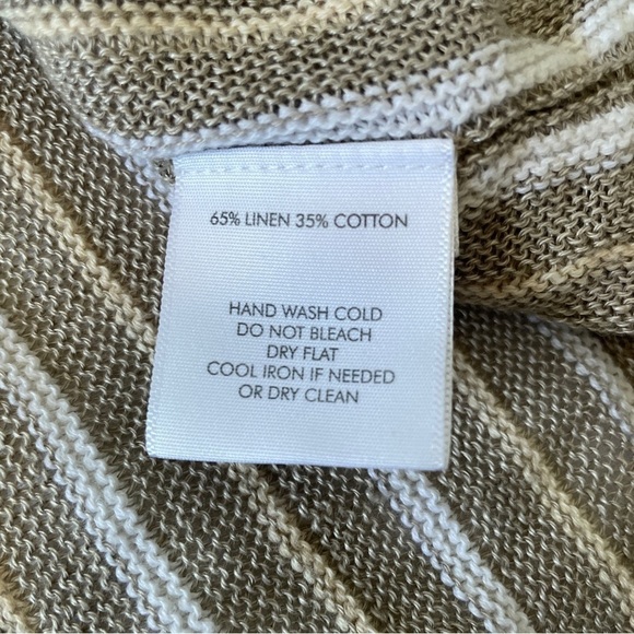 White + Warren XS / Small Poncho Top ~ Striped Linen Oversized Lagenlook Coastal - Picture 7 of 8